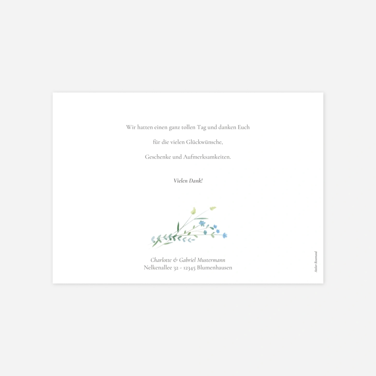 Dankeskarte Hochzeit Floraler Kranz