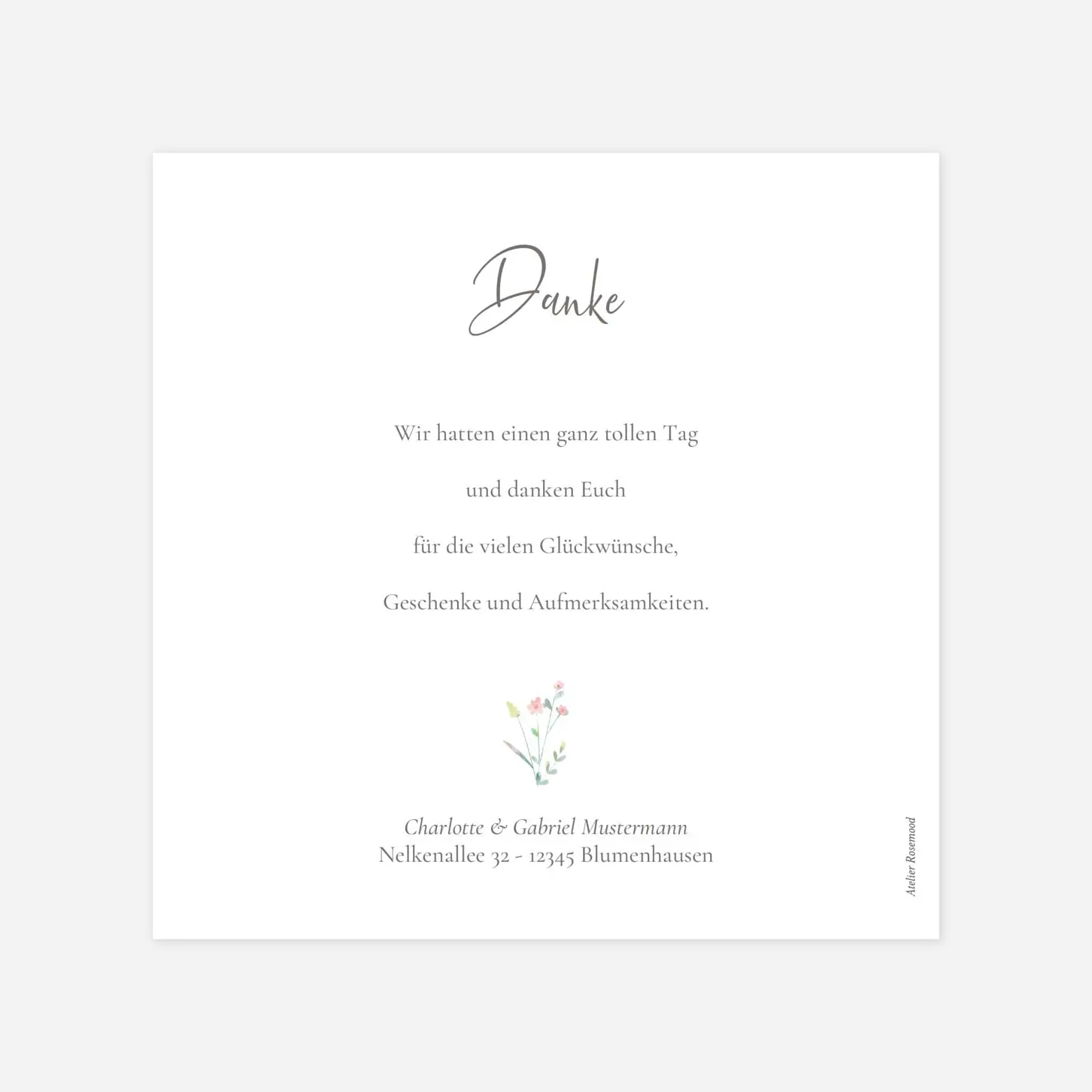 Dankeskarte Hochzeit Floraler Kranz