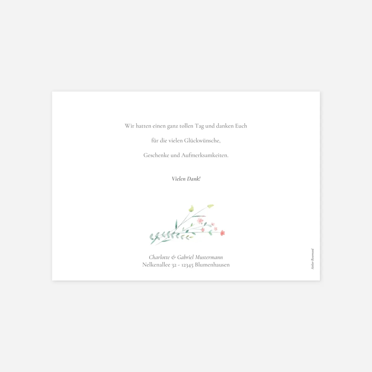 Dankeskarte Hochzeit Floraler Kranz