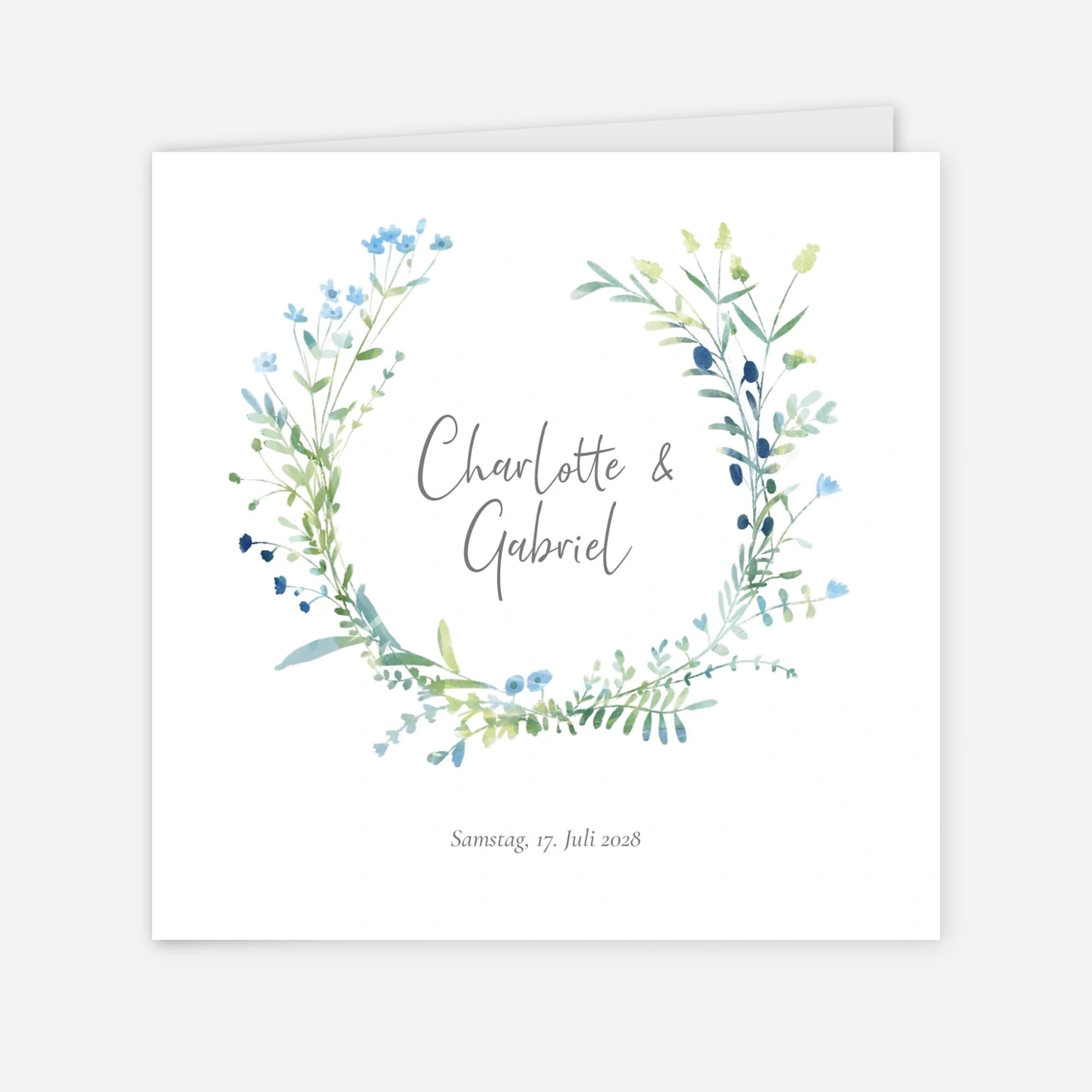 Hochzeitseinladung Floraler Kranz