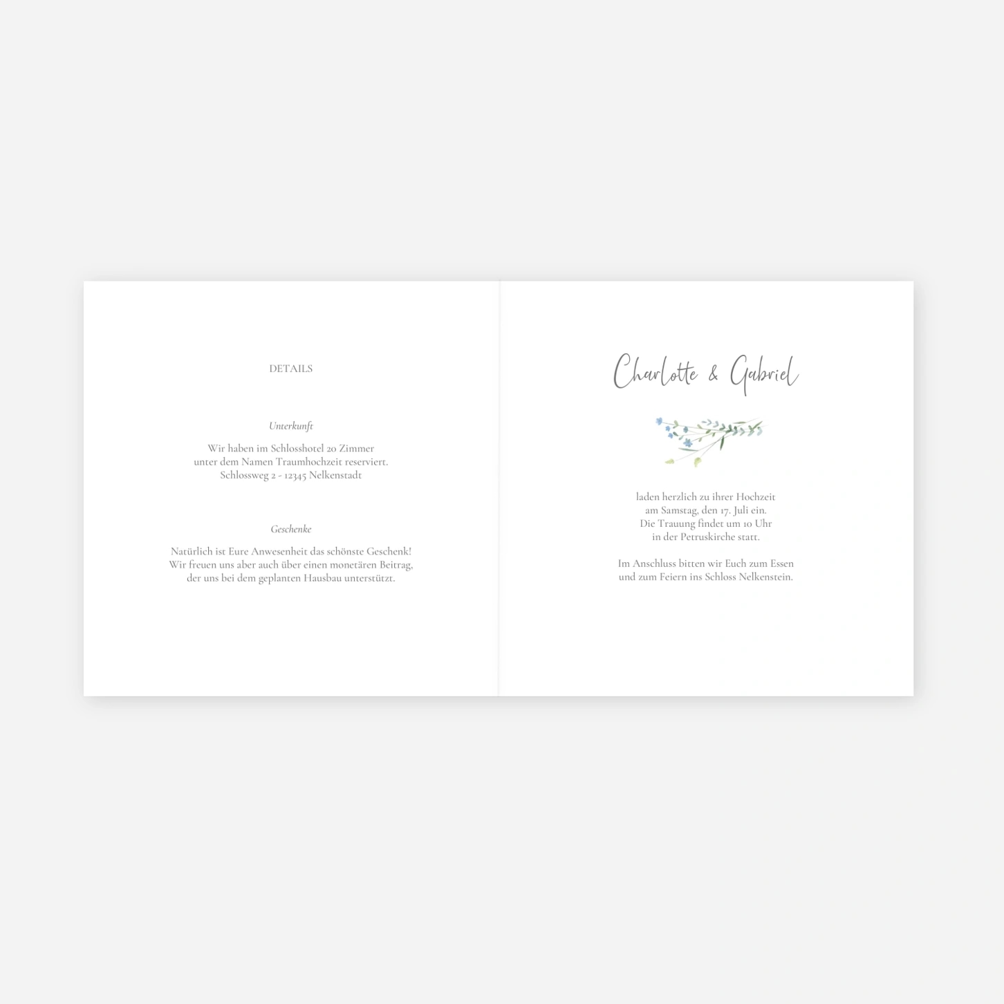 Hochzeitseinladung Floraler Kranz