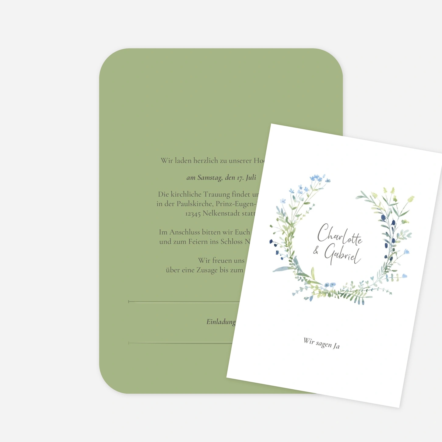 Hochzeitseinladung Floraler Kranz