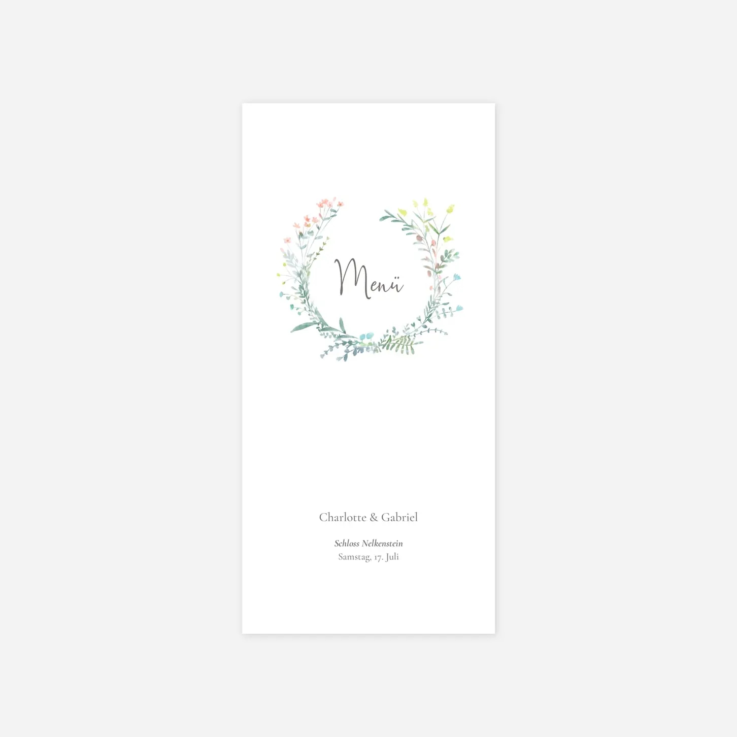Menükarte Hochzeit Floraler Kranz