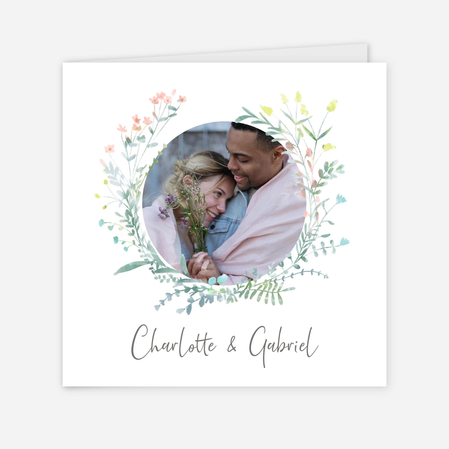 Hochzeitseinladung Floraler Kranz Foto
