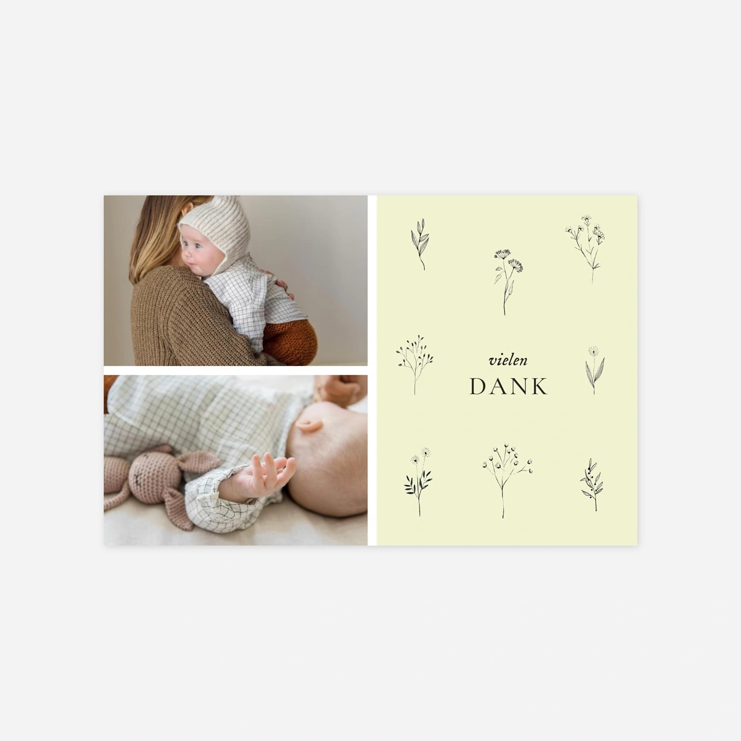 Dankeskarte Geburt Floral Minimal