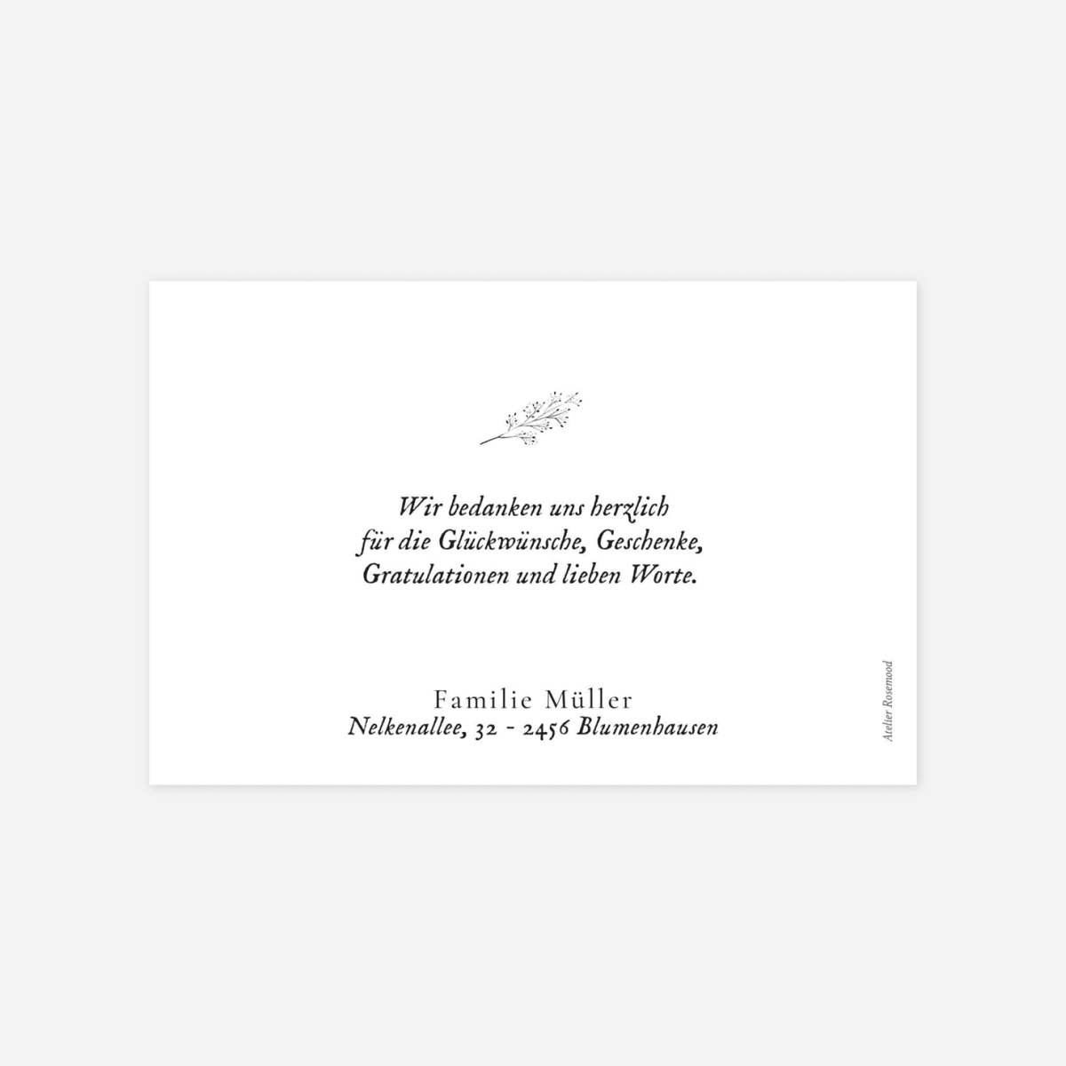 Dankeskarte Geburt Floral Minimal