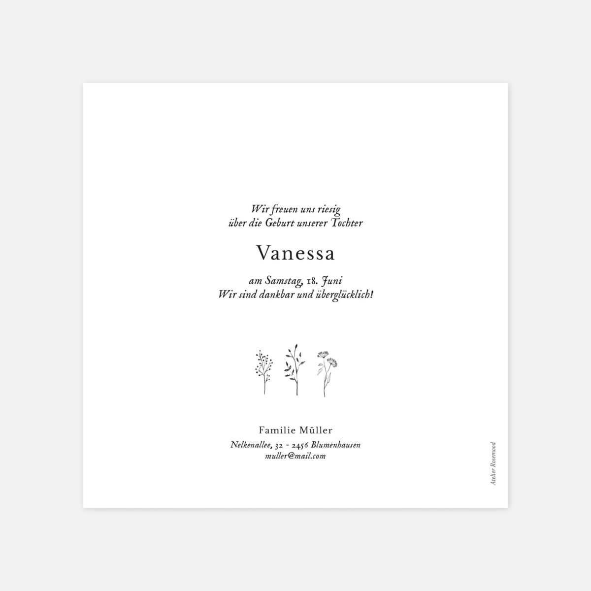 Geburtskarte Floral Minimal