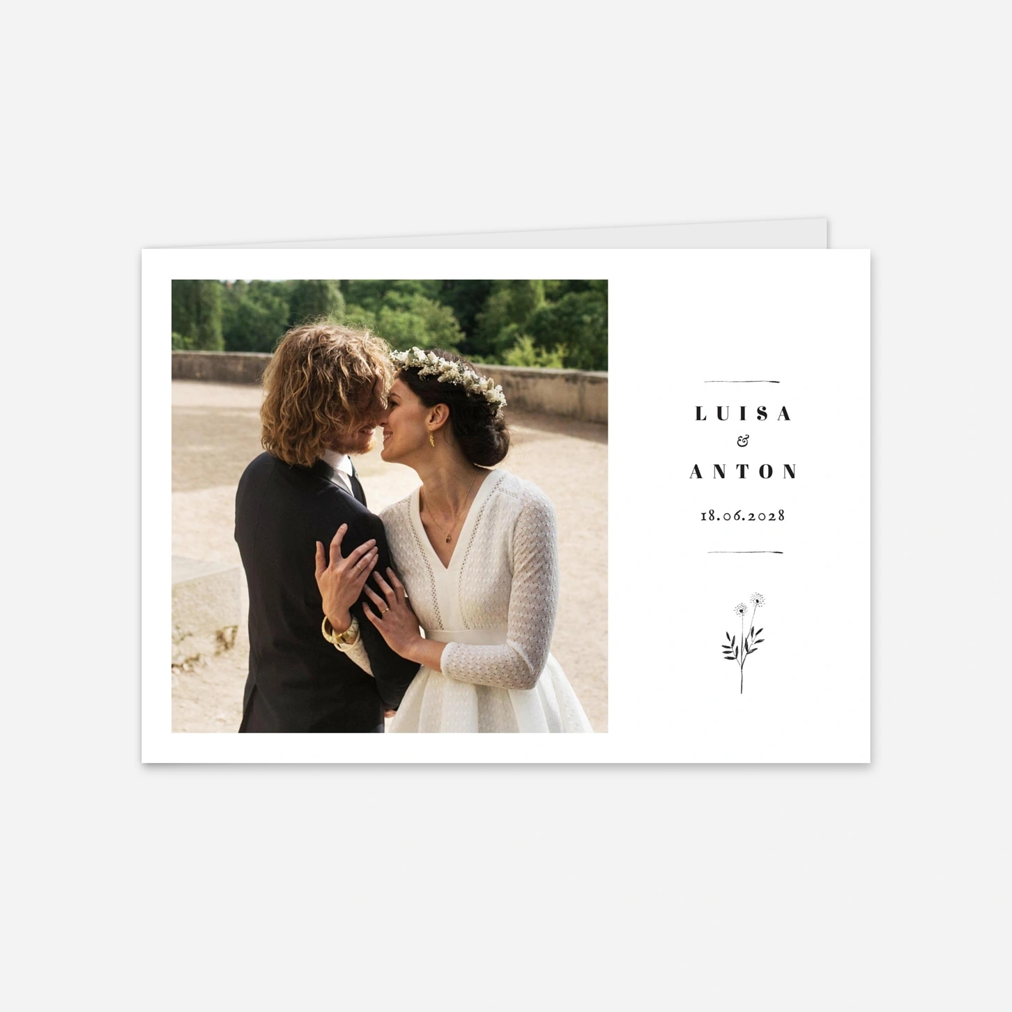 Dankeskarte Hochzeit Floral Minimal