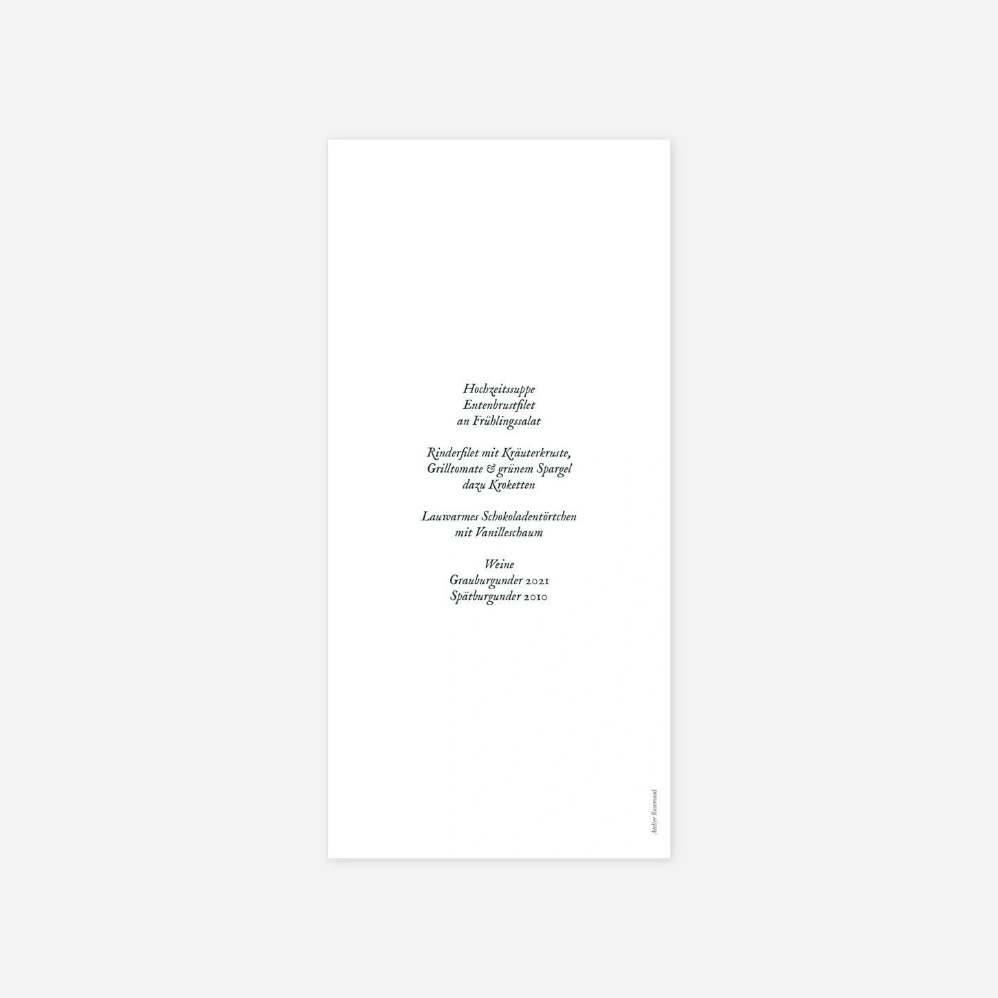 Menükarte Hochzeit Floral Minimal