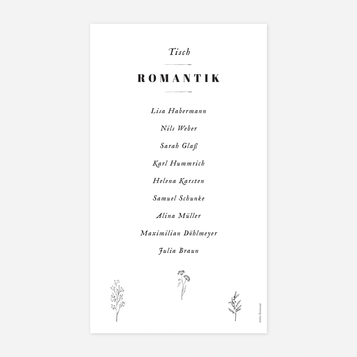 Gruppentischkarte Floral Minimal