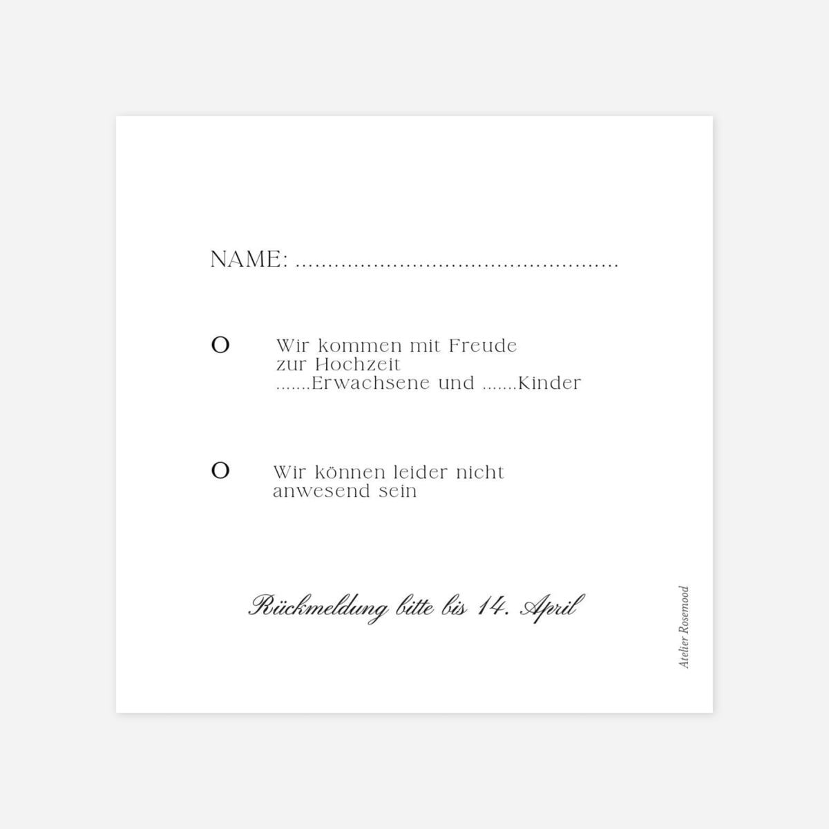 Antwortkarte Hochzeit Fleur minimale