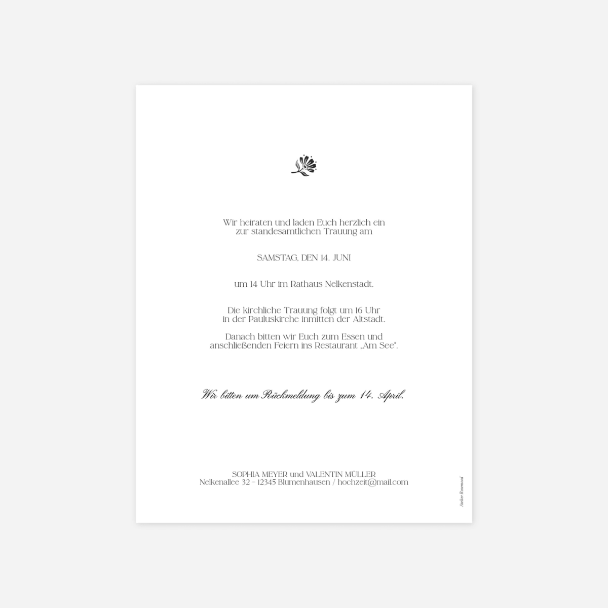 Hochzeitseinladung Fleur minimale