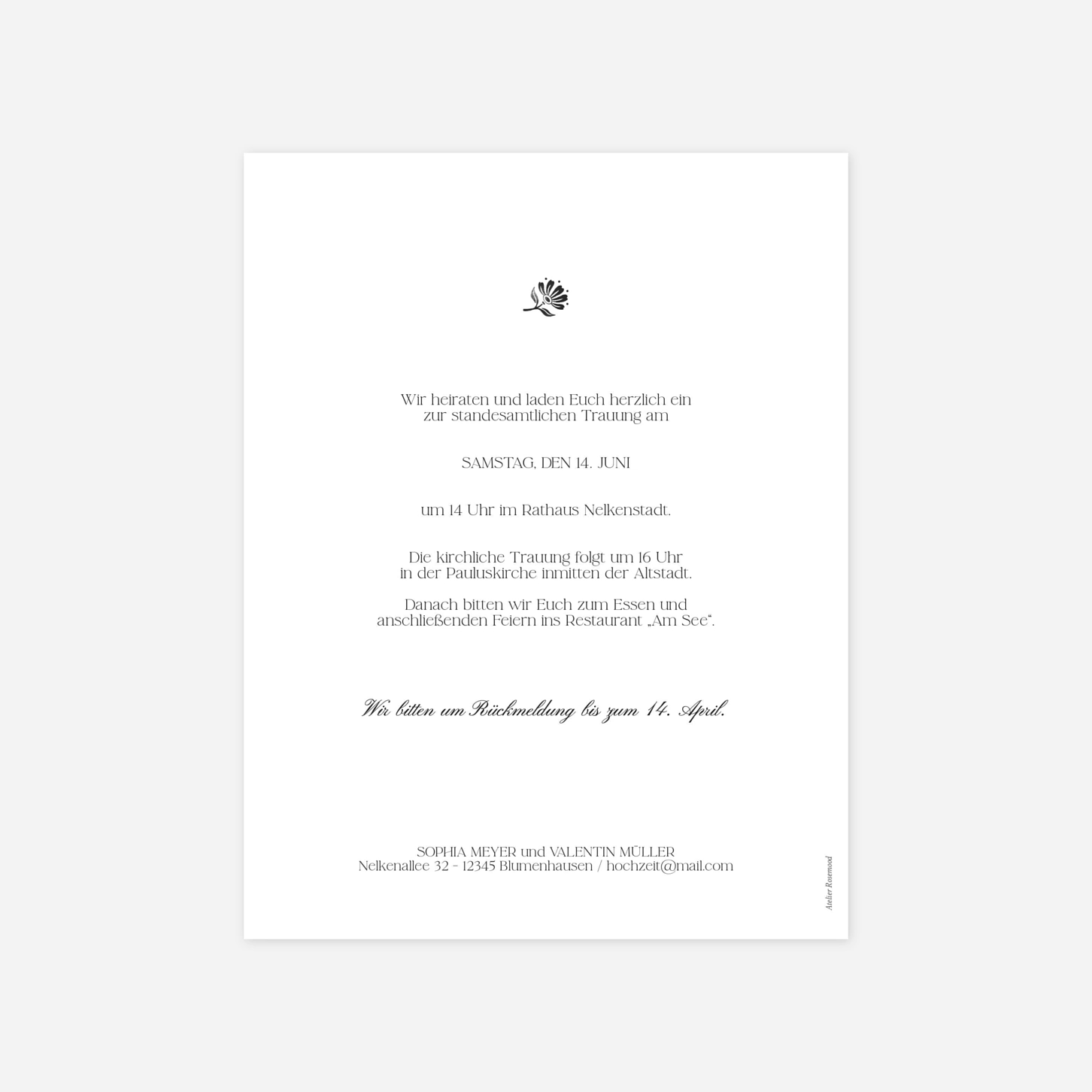 Hochzeitseinladung Fleur minimale