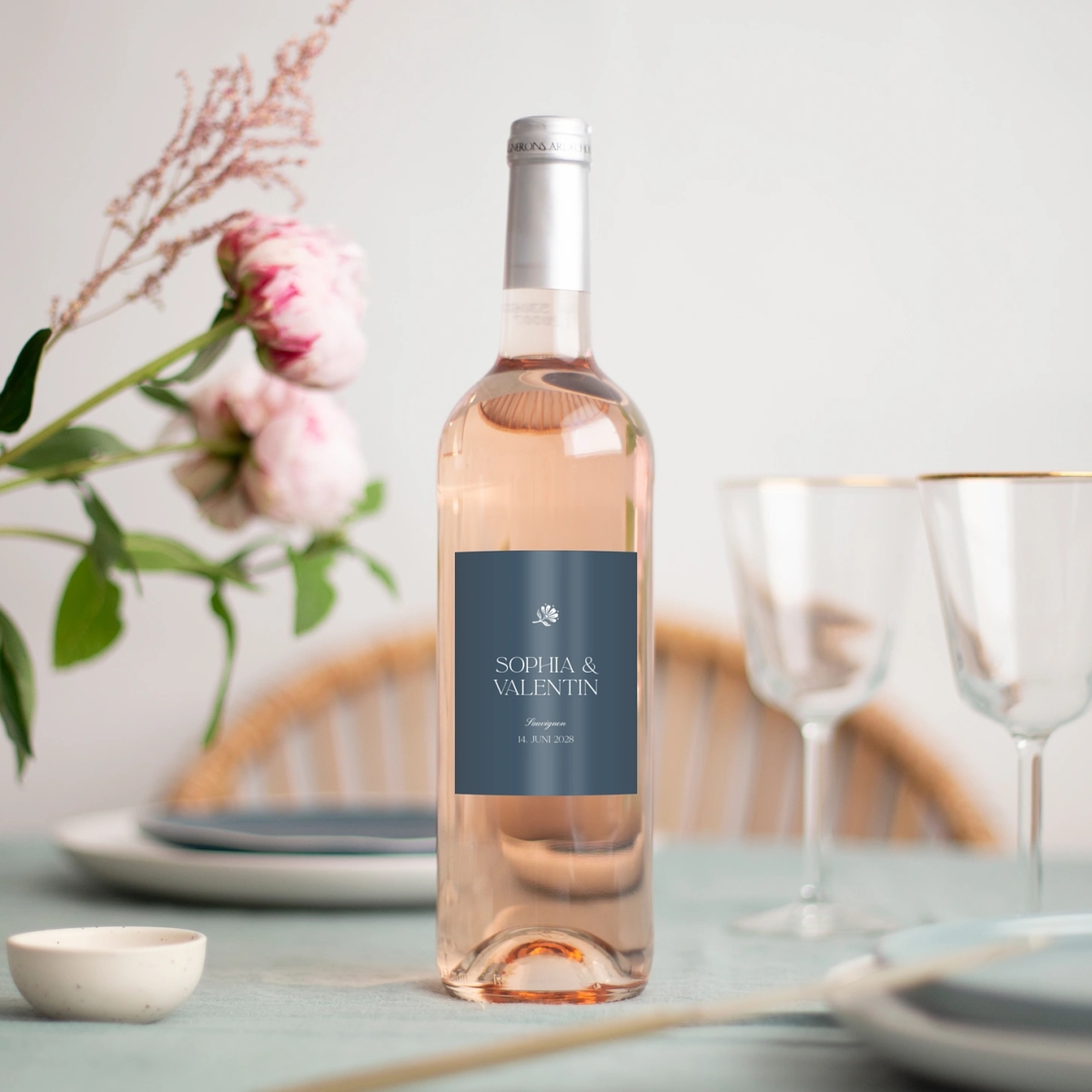 Flaschenetikett Hochzeit Fleur minimale