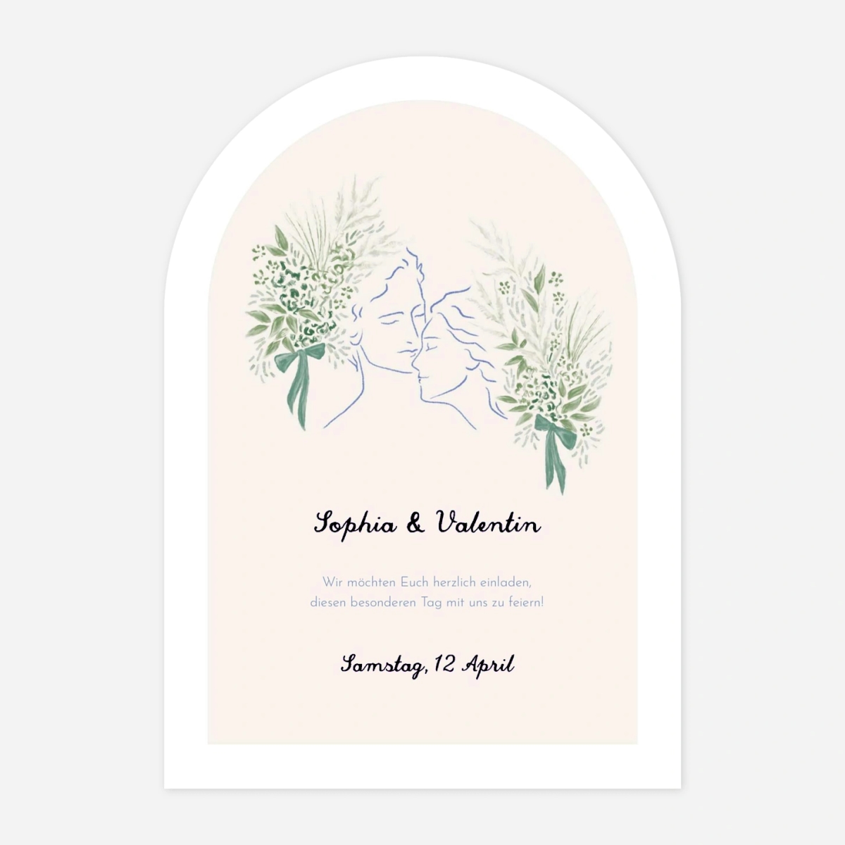 Hochzeitseinladung Florales Portrait