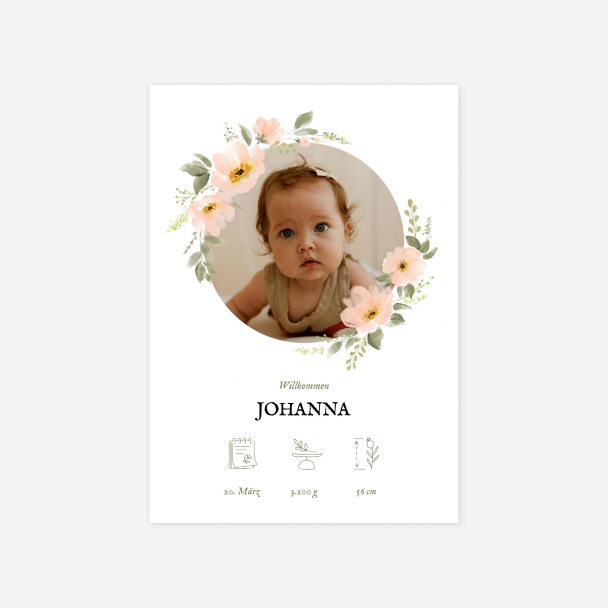Geburtskarte Florale Poesie