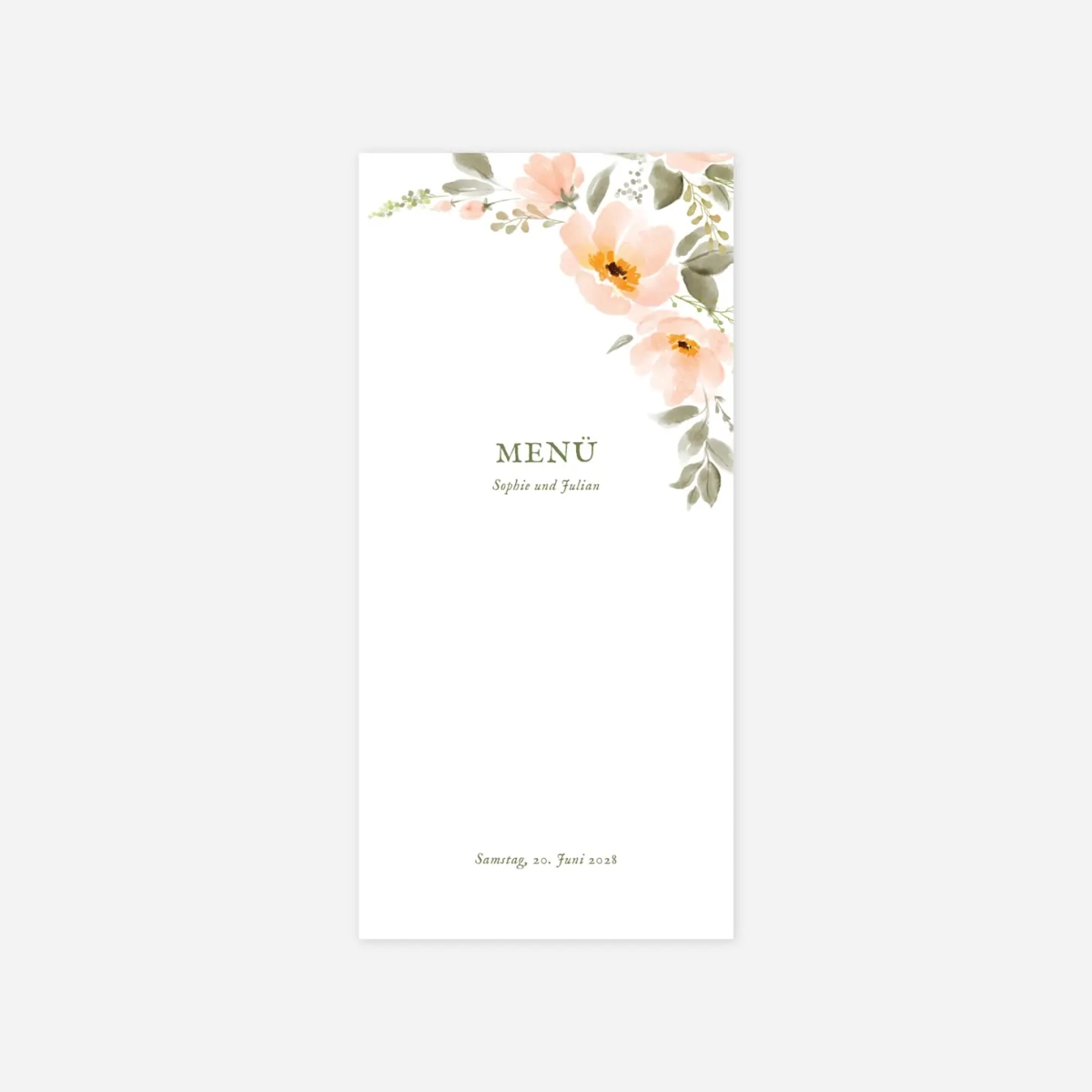 Menükarte Hochzeit Florale Poesie