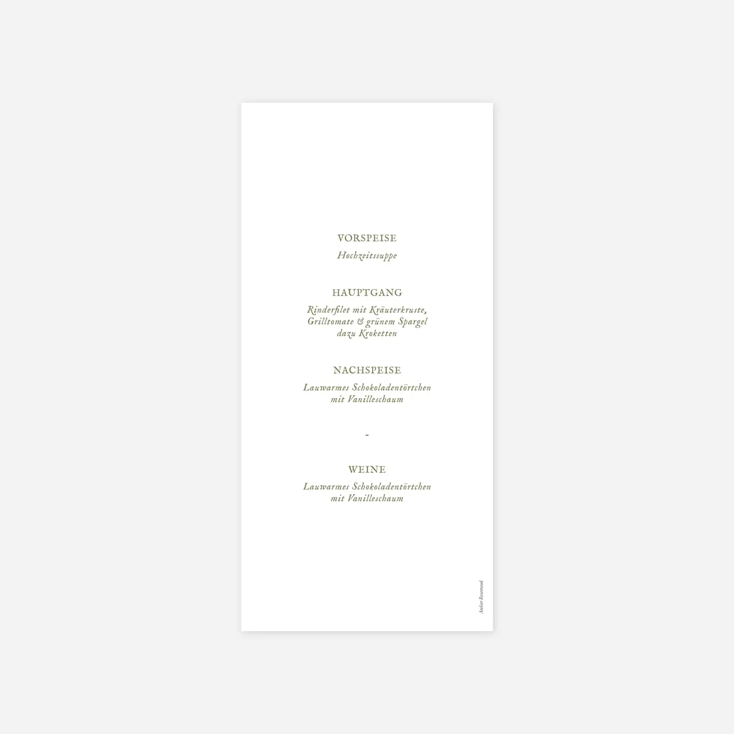 Menükarte Hochzeit Florale Poesie