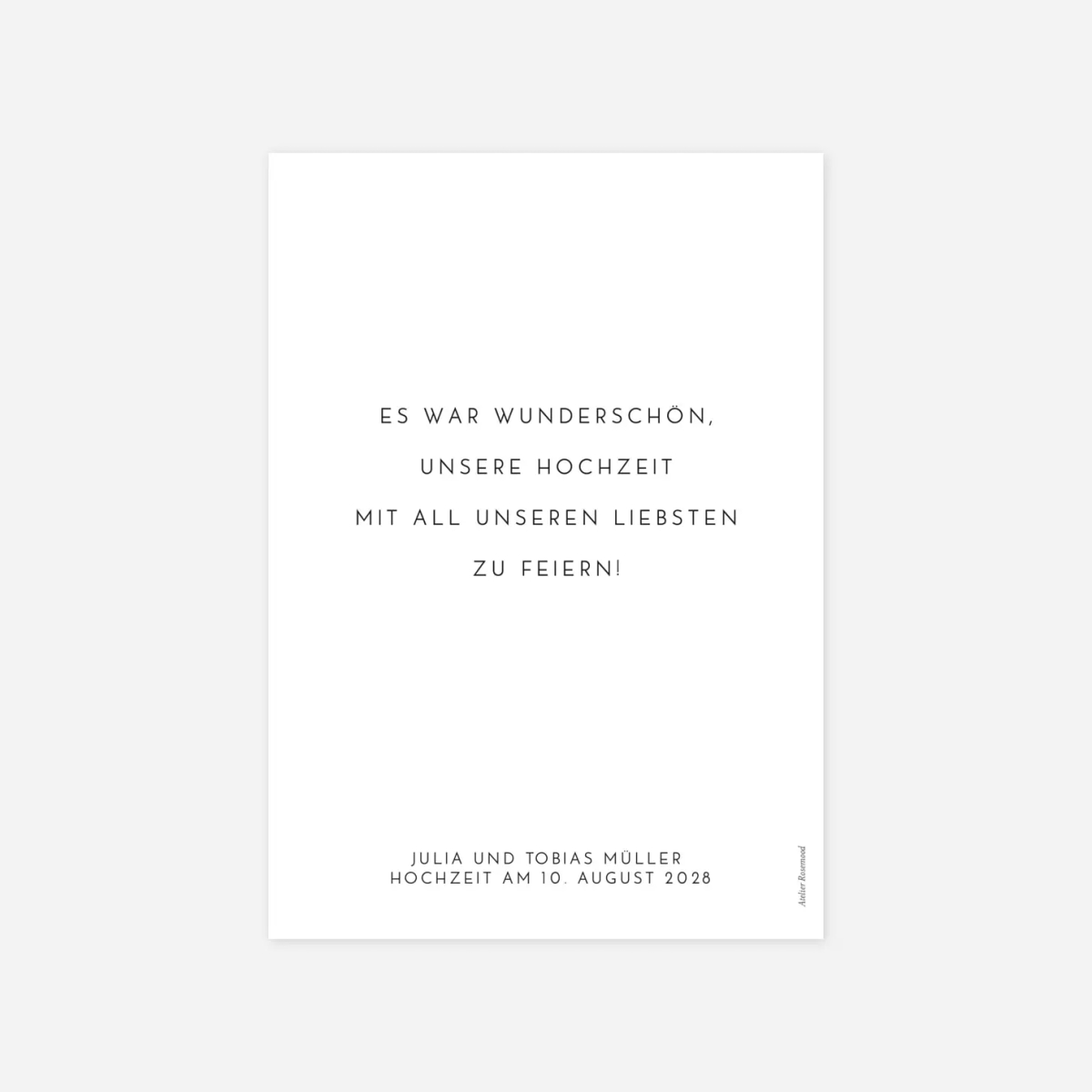 Dankeskarte Hochzeit 1 Foto hoch