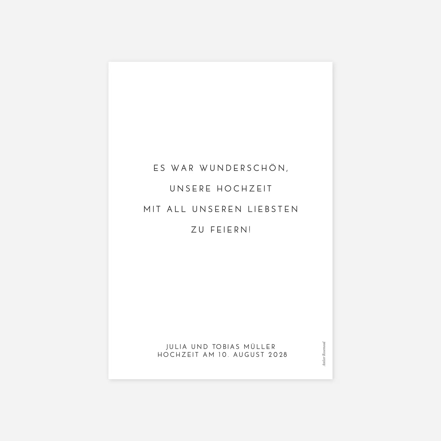 Dankeskarte Hochzeit 1 Foto hoch