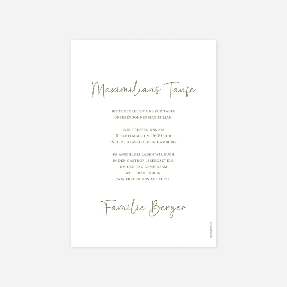 Taufeinladung Tranquility