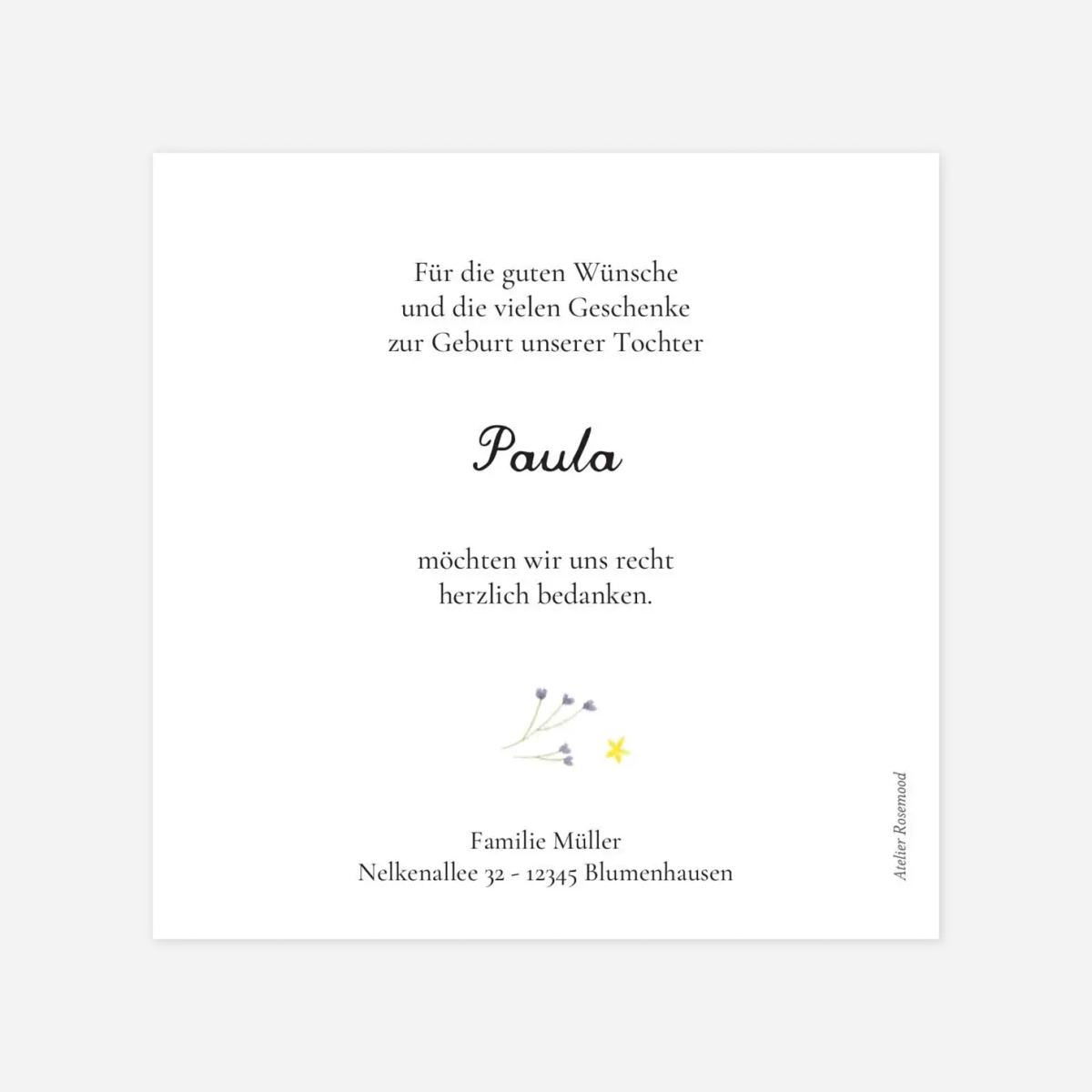 Dankeskarte Geburt Frühlingstanz