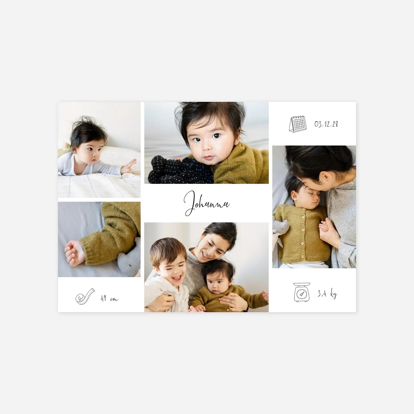 Geburtskarte Fotos und Piktogramme