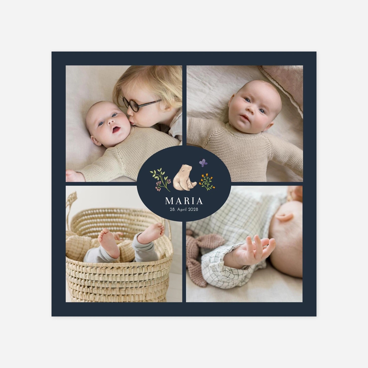 Geburtskarte Gartenszenerie