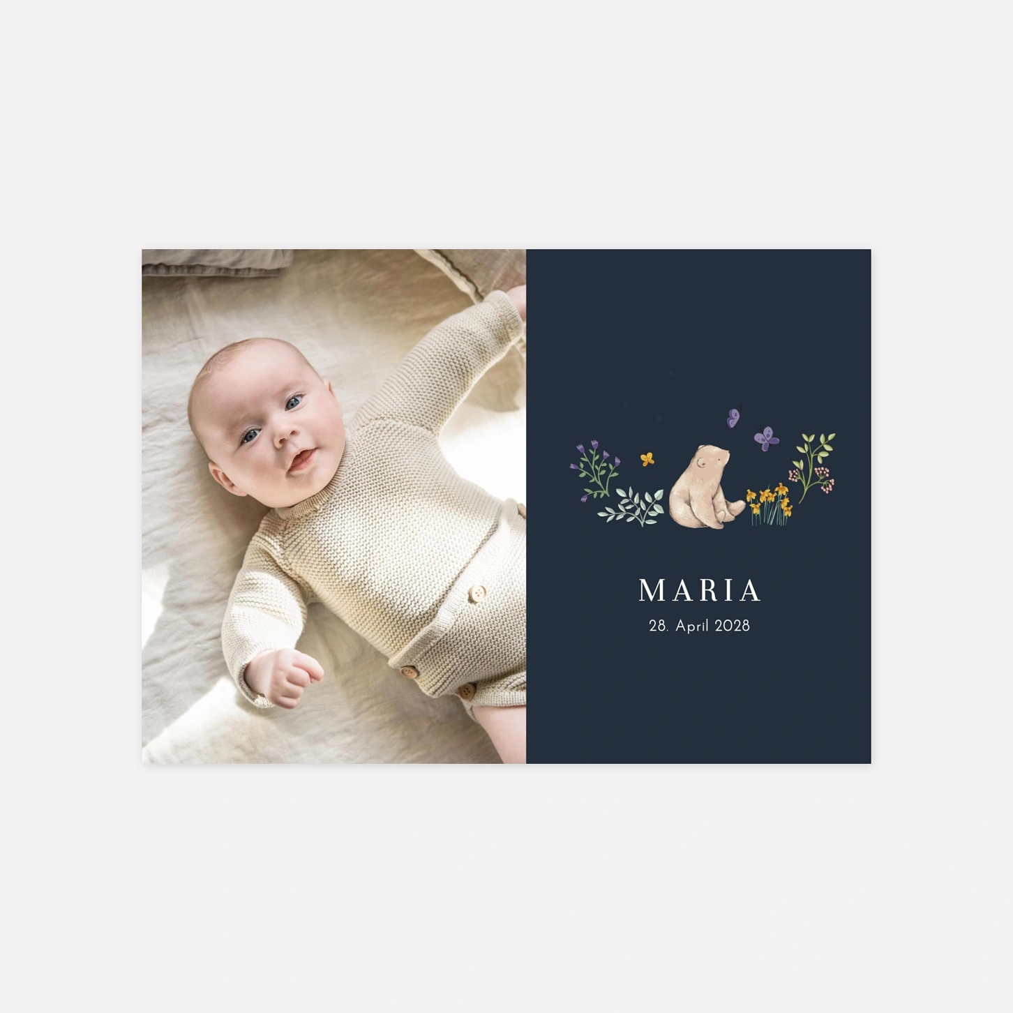 Geburtskarte Gartenszenerie