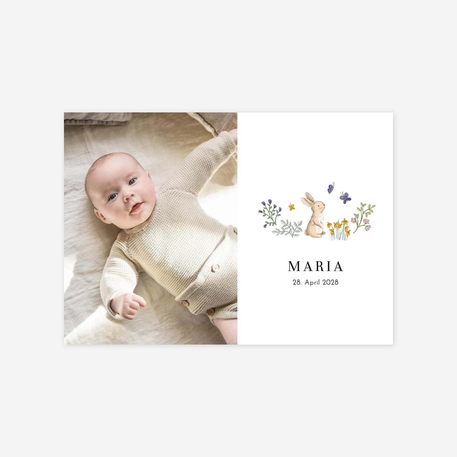 Geburtskarte Gartenszenerie