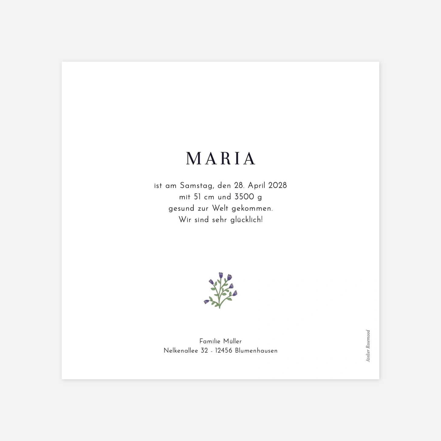 Geburtskarte Gartenszenerie