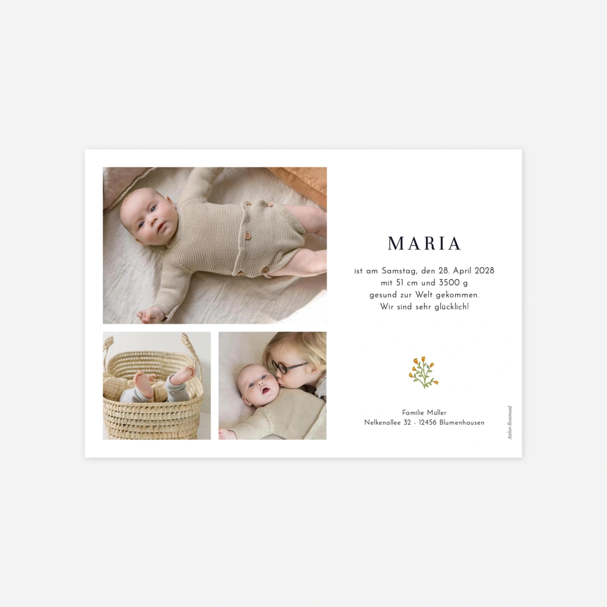 Geburtskarte Gartenszenerie