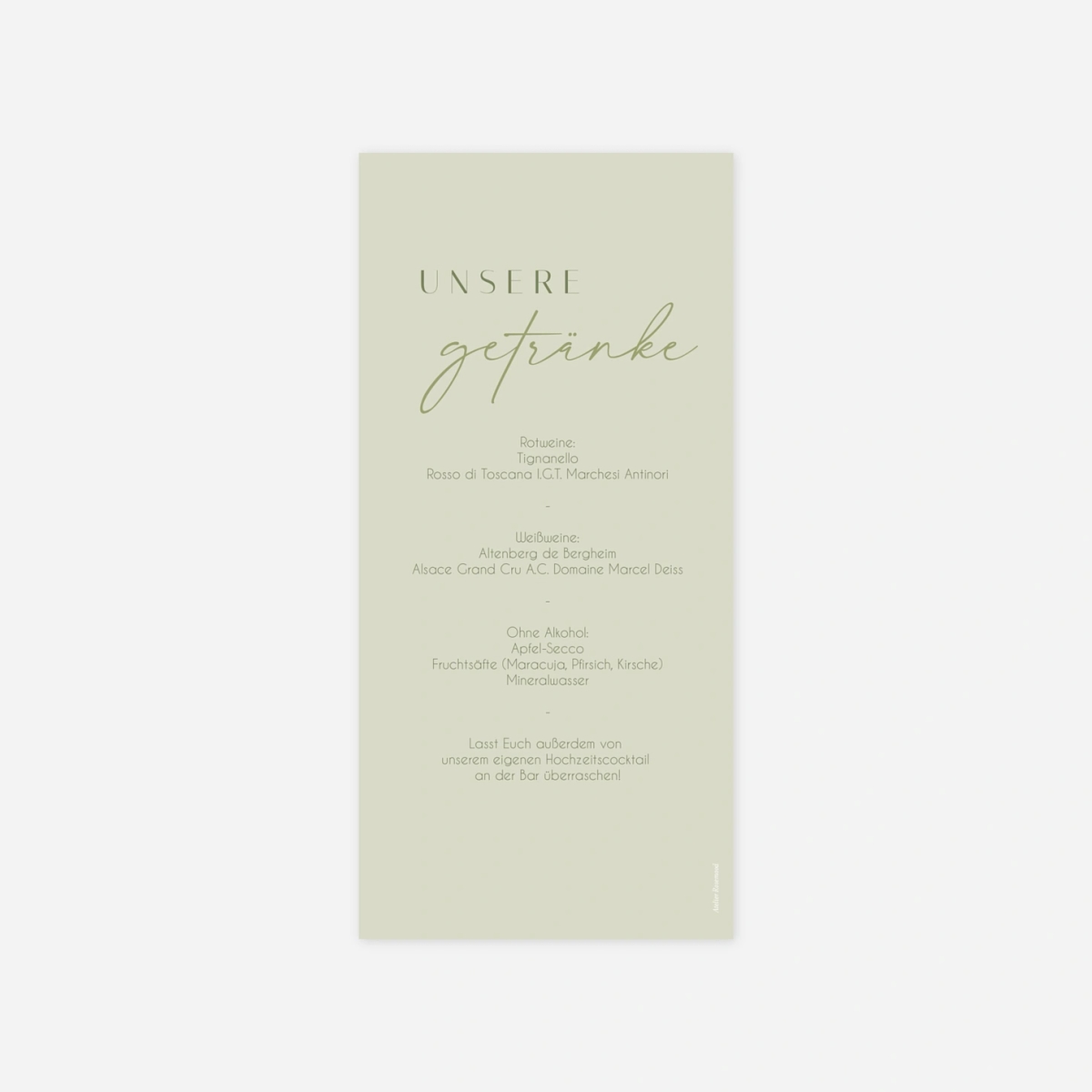 Menükarte Hochzeit Zeitloses Versprechen