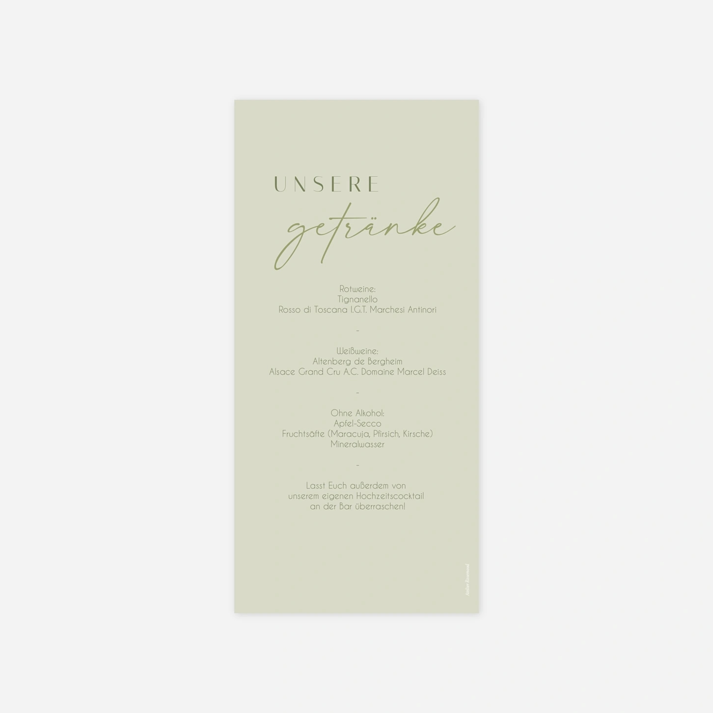 Menükarte Hochzeit Zeitloses Versprechen