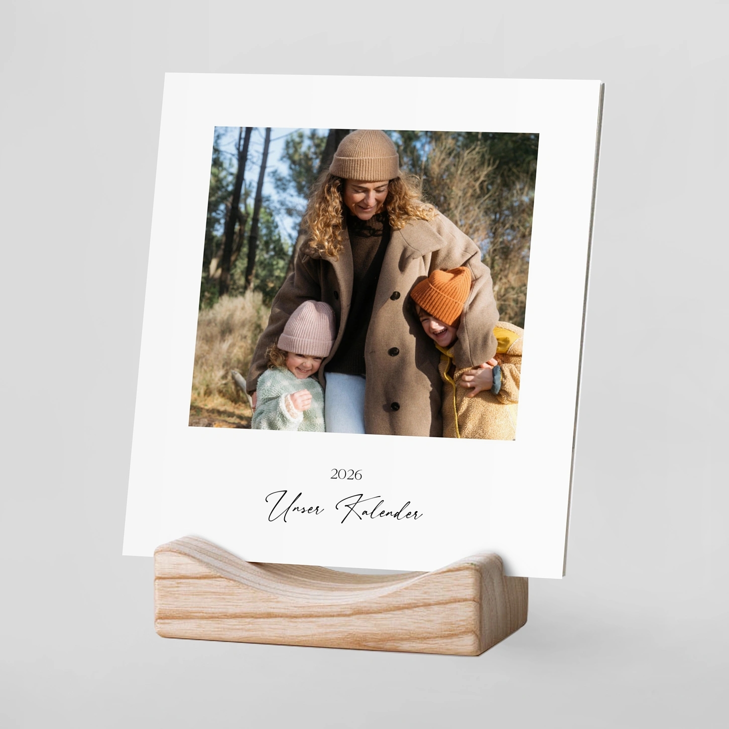 Tischkalender mit Holzfuß Gemeinsame Augenblicke