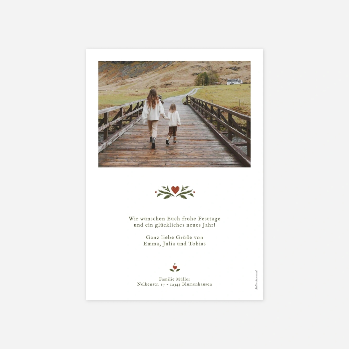 Weihnachtskarte Gestickte Grüße