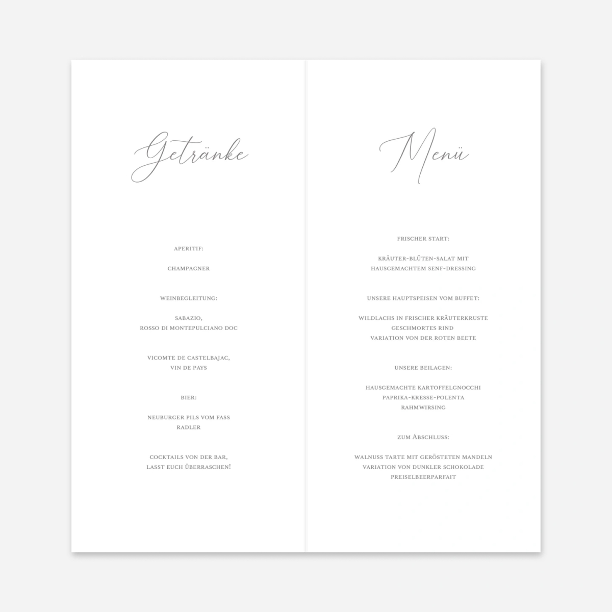 Menükarte Hochzeit Gemeinsam Eins