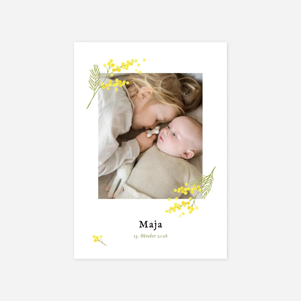 Geburtskarte Gelbe Mimosen