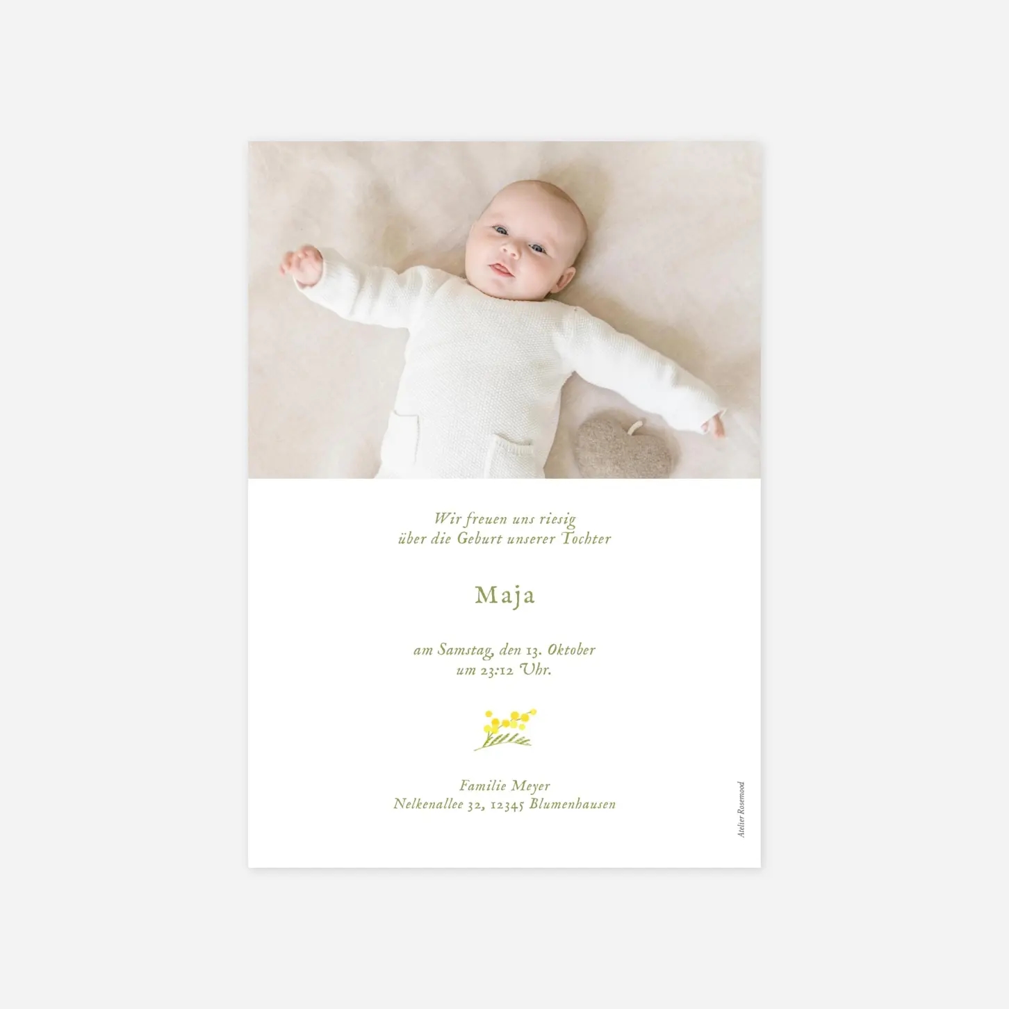 Geburtskarte Gelbe Mimosen