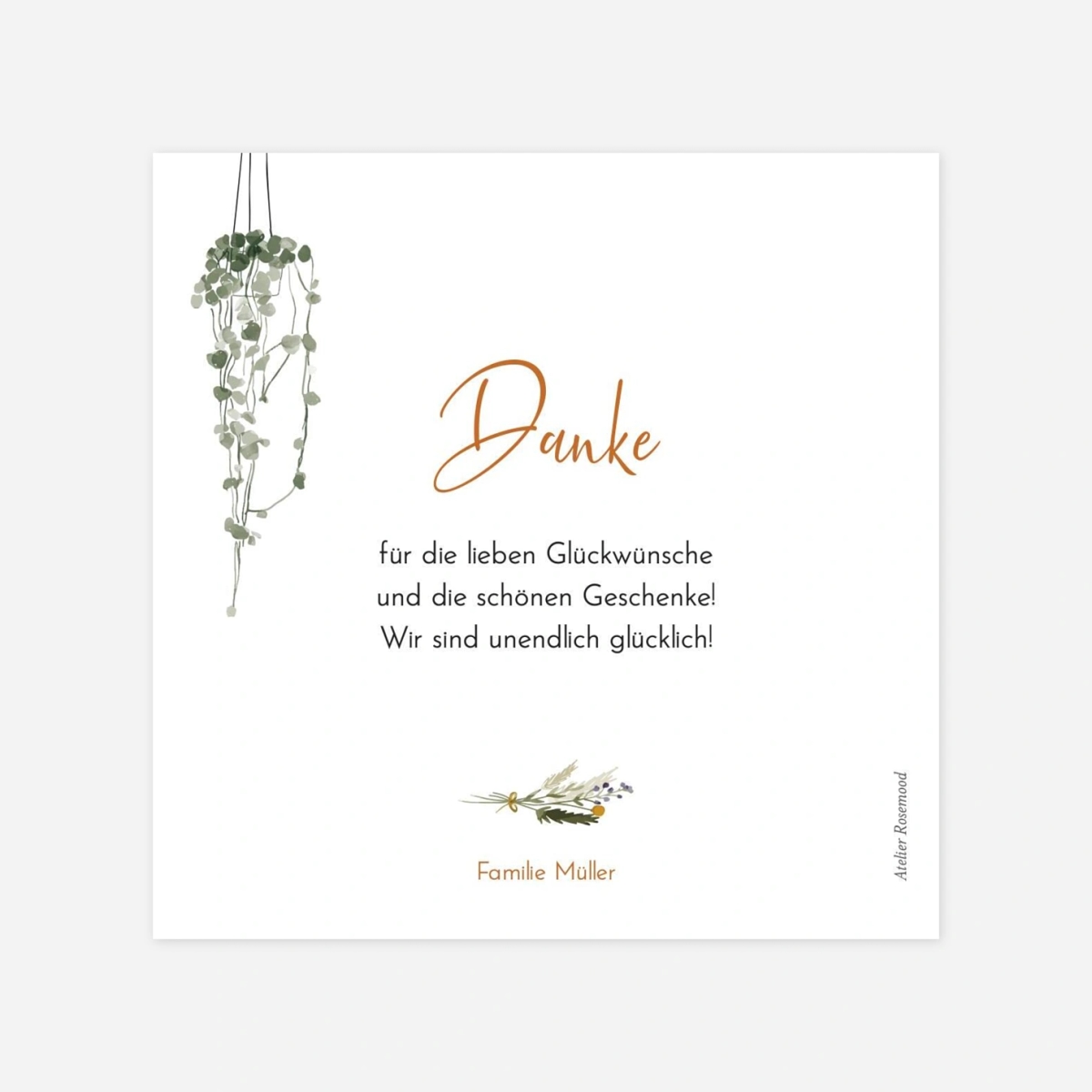 Dankeskarte Geburt Green Family