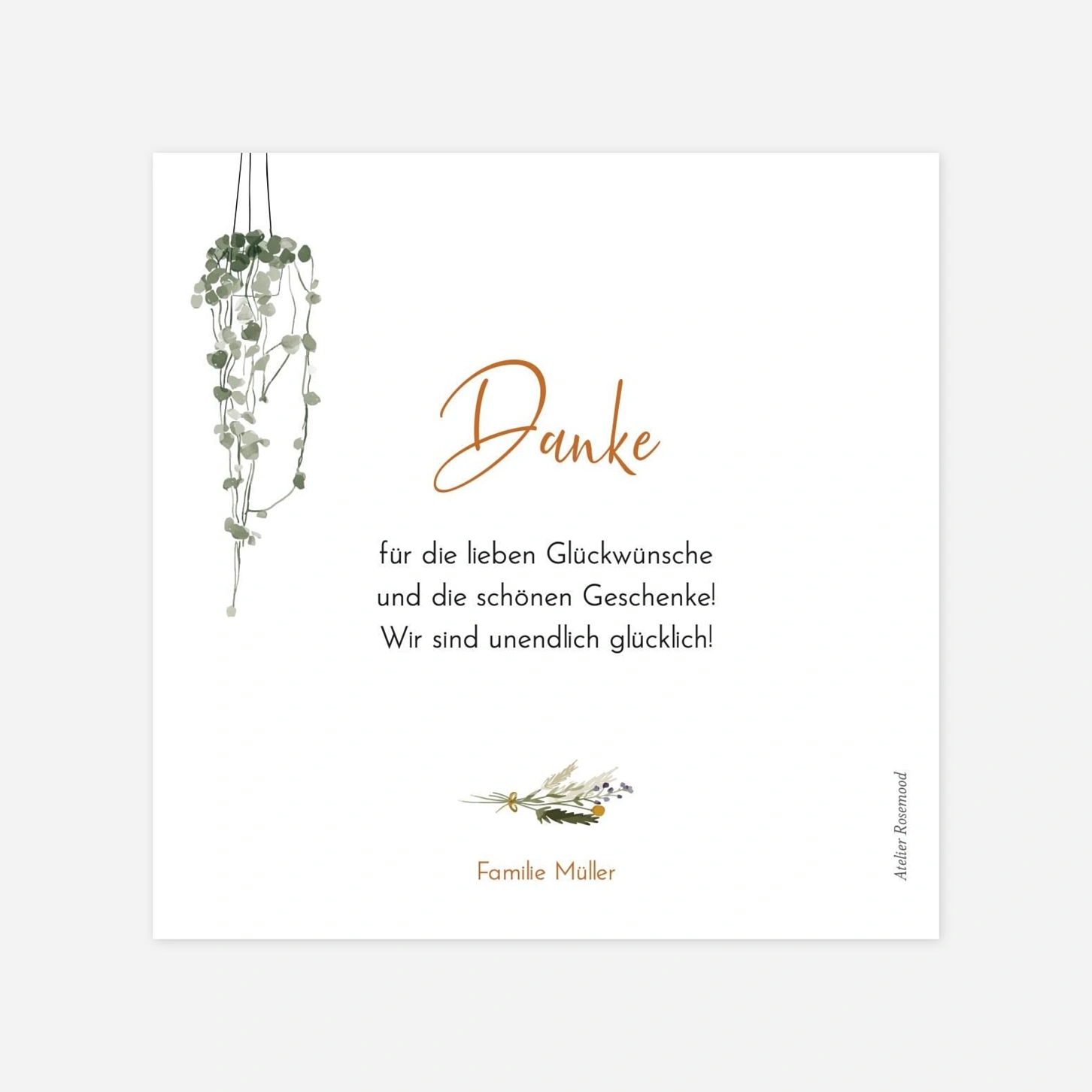 Dankeskarte Geburt Green Family