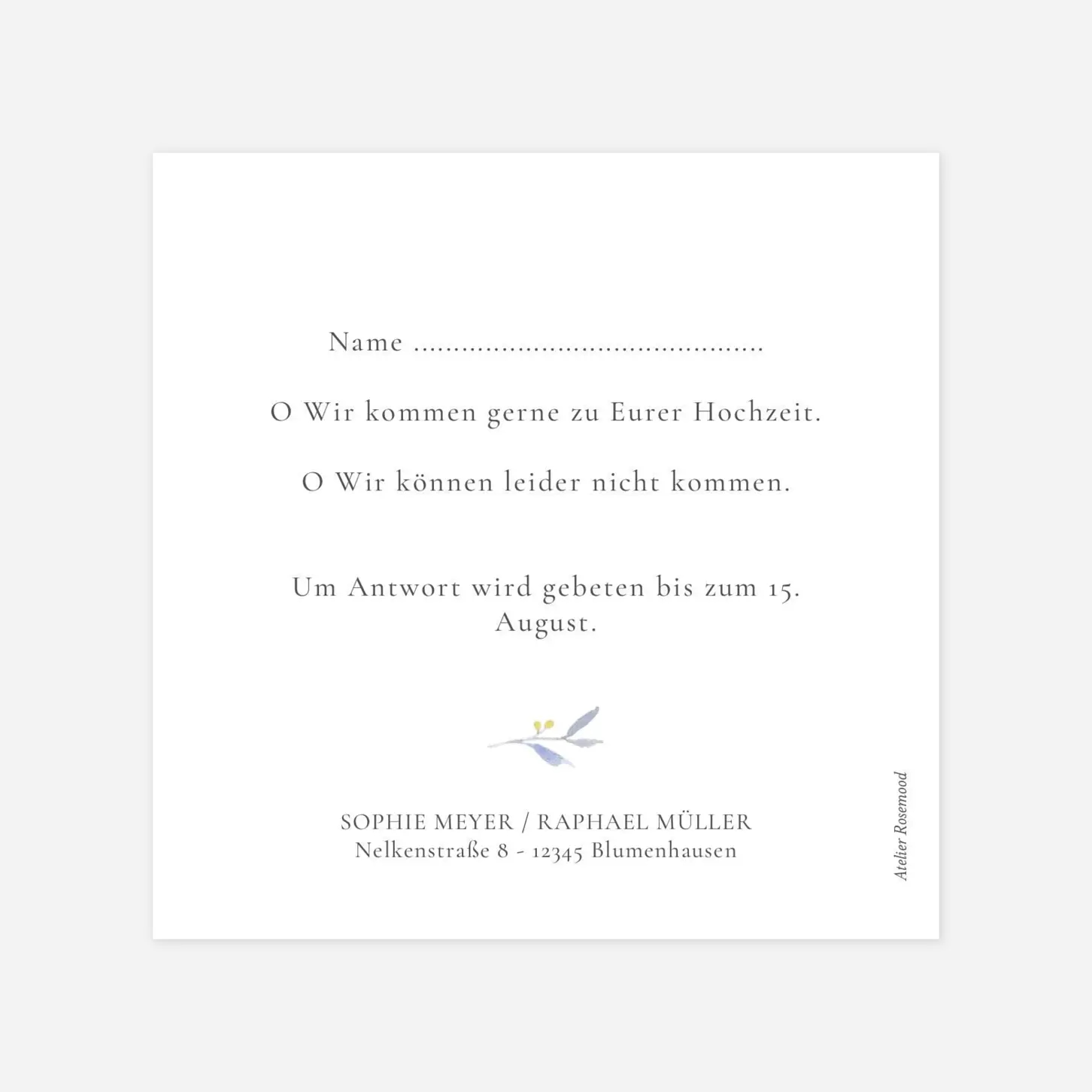 Antwortkarte Hochzeit Greenery Leaves