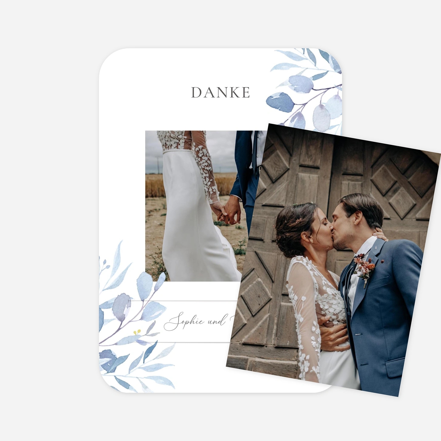 Dankeskarte Hochzeit Greenery Leaves