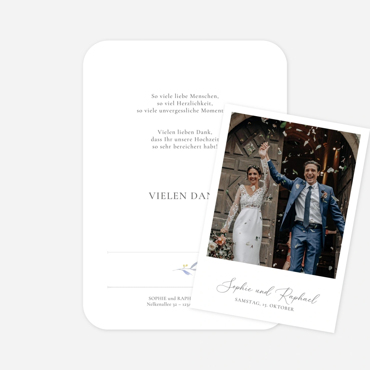 Dankeskarte Hochzeit Greenery Leaves