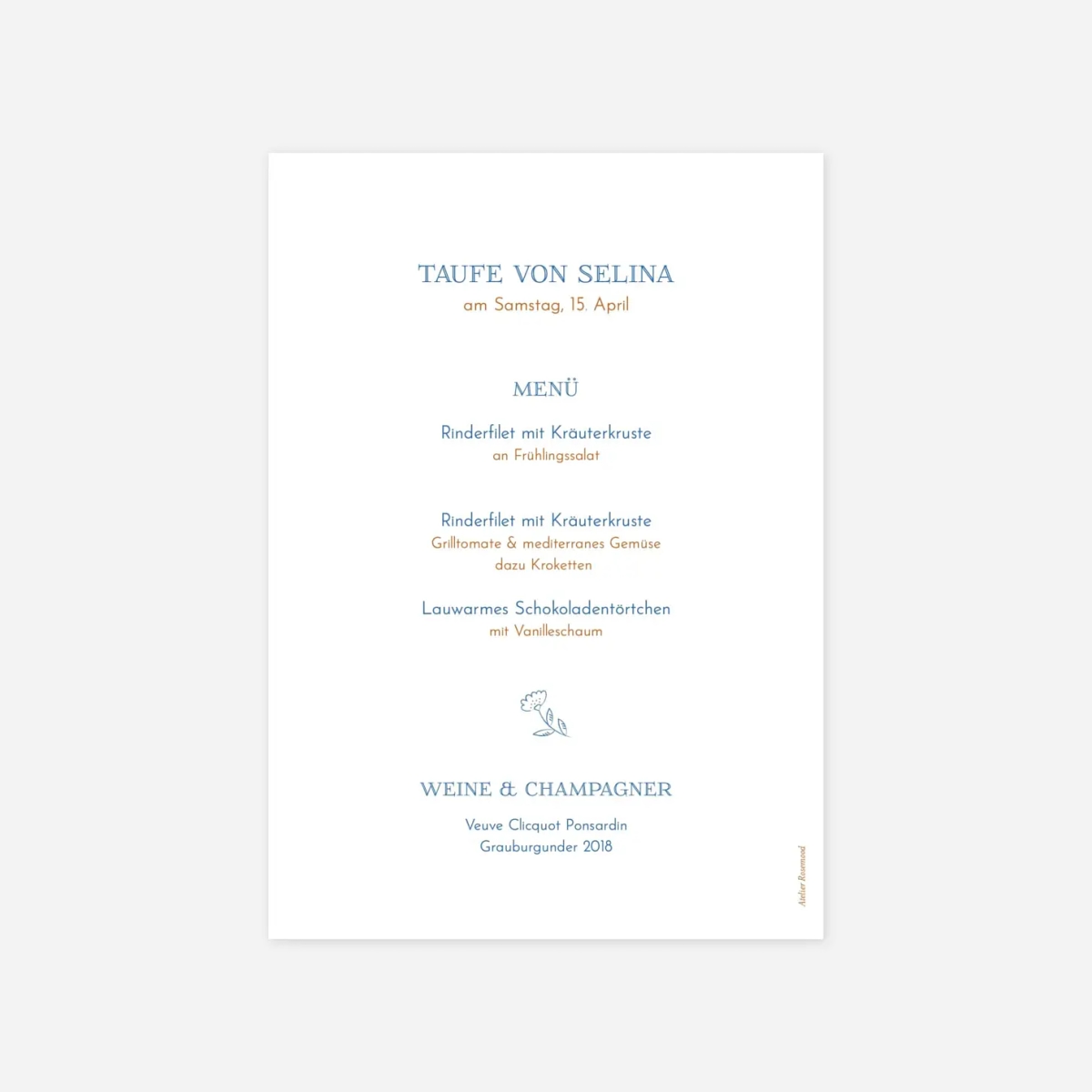 Menükarte Taufe Gute Nachricht
