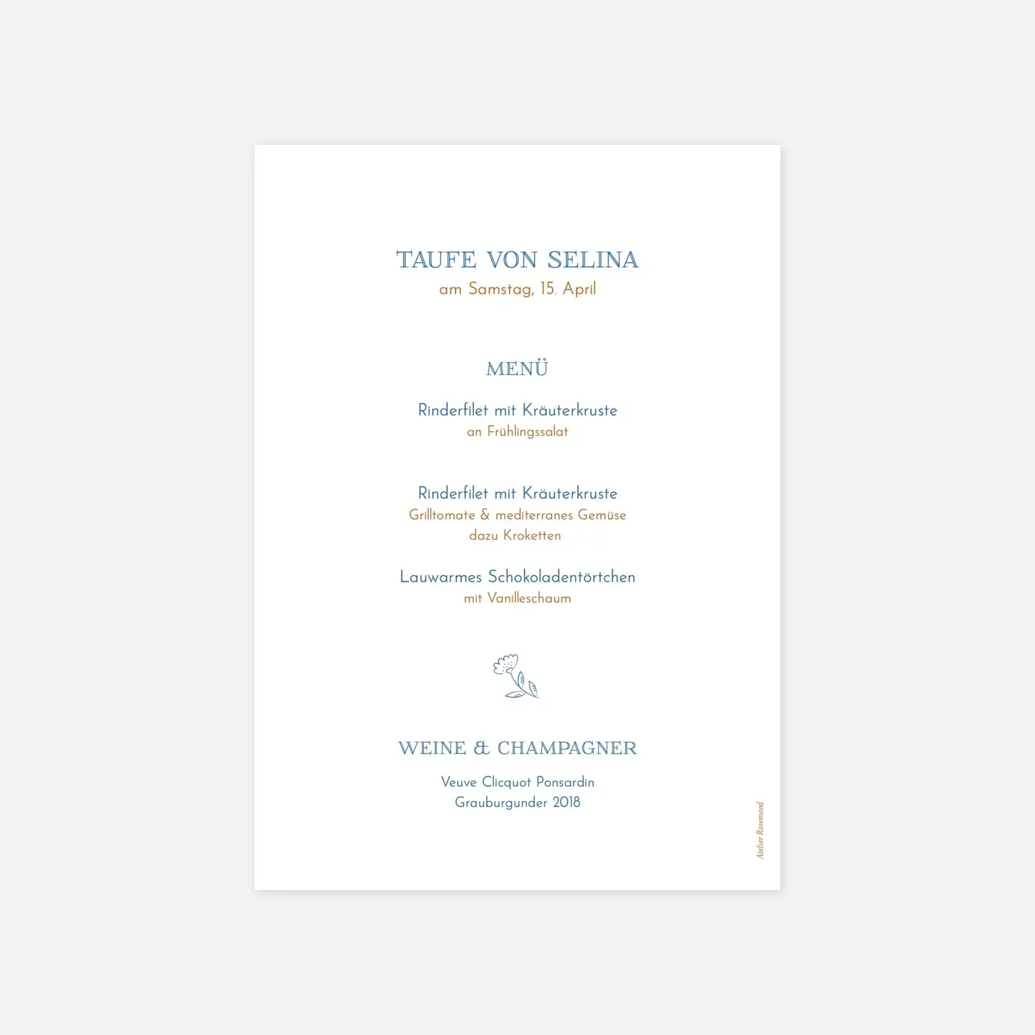 Menükarte Taufe Gute Nachricht