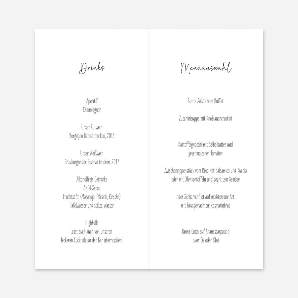 Menükarte Hochzeit Herzensbilder