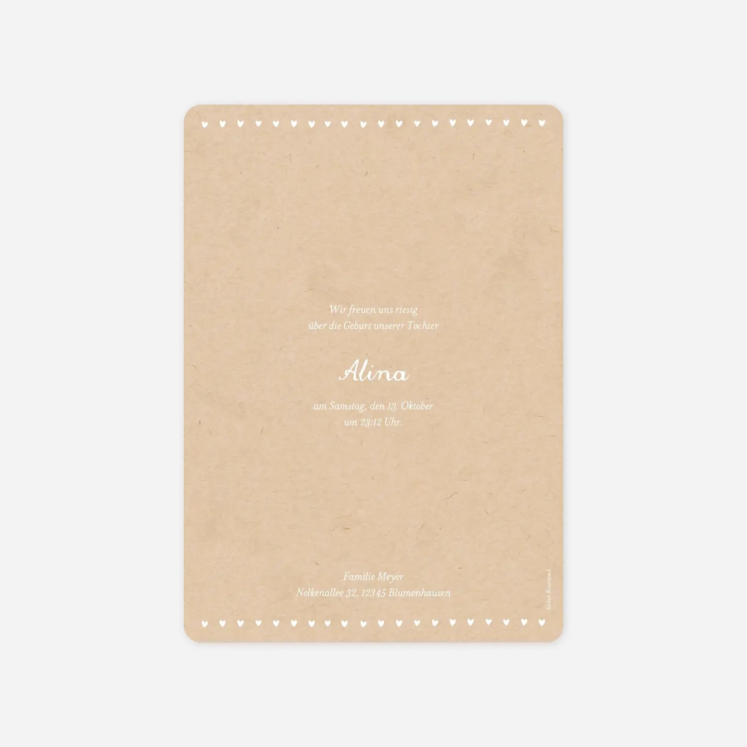 Geburtskarte Herzgirlande