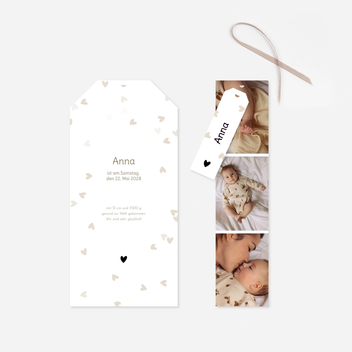 Geburtskarte Herzkonfetti