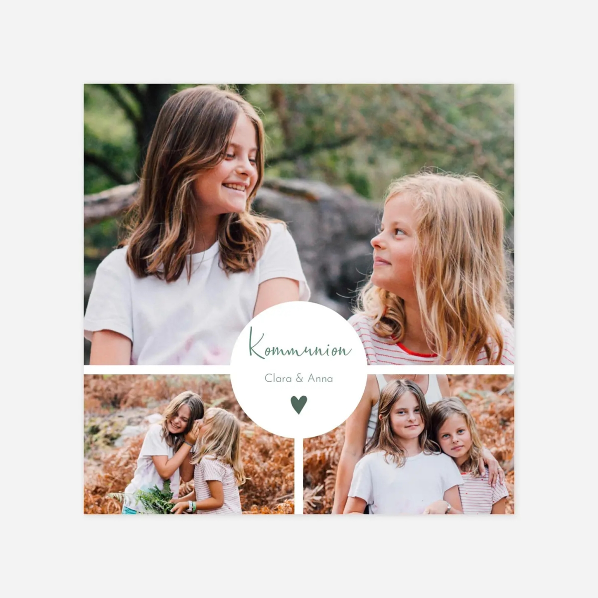 Kommunionseinladung Herz Medaillon